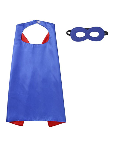 Capa de Superhéroe Azul Diffly con Máscara para Niños 70x70cm