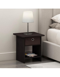 Mesa de extremo Furinno Dario 2-Pack con cajón Nogal oscuro 2