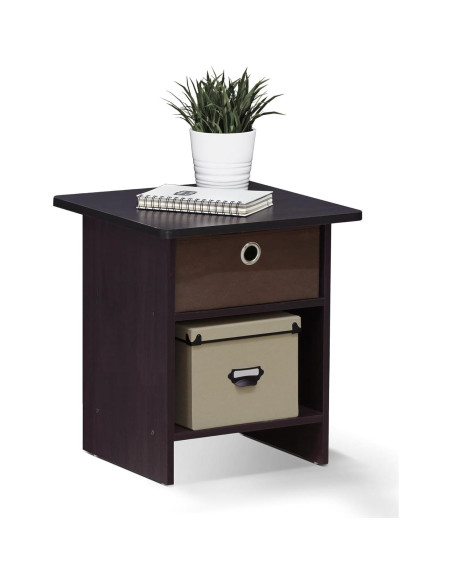 Mesa de extremo Furinno Dario 2-Pack con cajón Nogal oscuro