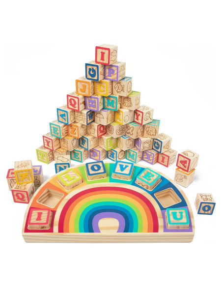 Juego de Bloques de Madera GIRAVO Arcoíris ABC 26 Pcs Juego de Bloques de Madera GIRAVO Arcoíris ABC 26 Pcs