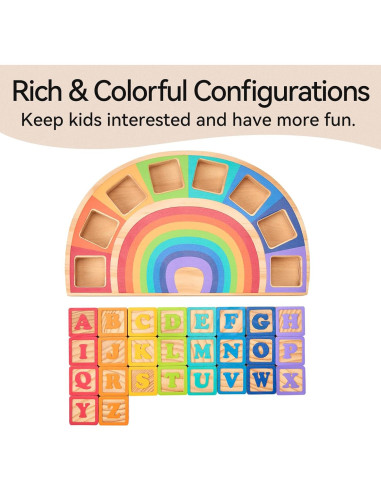 Juego de Bloques de Madera GIRAVO Arcoíris ABC 26 Pcs