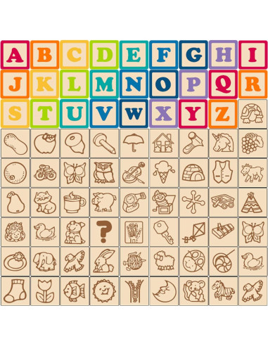 Juego de Bloques de Madera GIRAVO Arcoíris ABC 26 Pcs