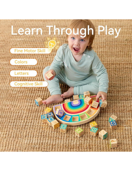 Juego de Bloques de Madera GIRAVO Arcoíris ABC 26 Pcs Juego de Bloques de Madera GIRAVO Arcoíris ABC 26 Pcs