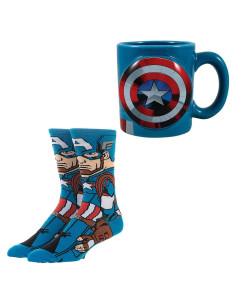 Juego de Taza y Calcetines Bioworld Capitán América 590 ml