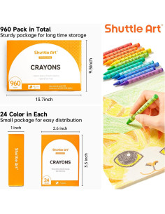 Conjunto de Crayones Shuttle Art 960 unidades 24 colores 2