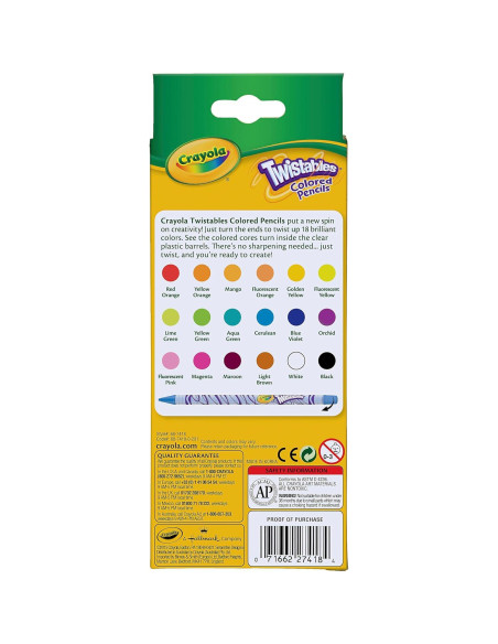 Crayola Twistables Lápices de Colores 18 colores - Paquete de 20