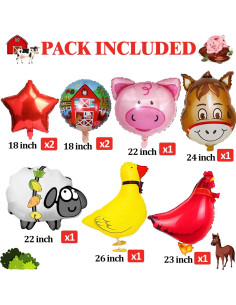 14 Globos de Animales de Granja XIAMOOR para Cumpleaños 2
