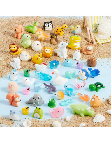 Conjunto de 50 Mini Figuras de Animales de Resina Joyin