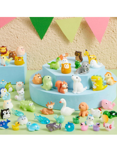 Conjunto de 50 Mini Figuras de Animales de Resina Joyin