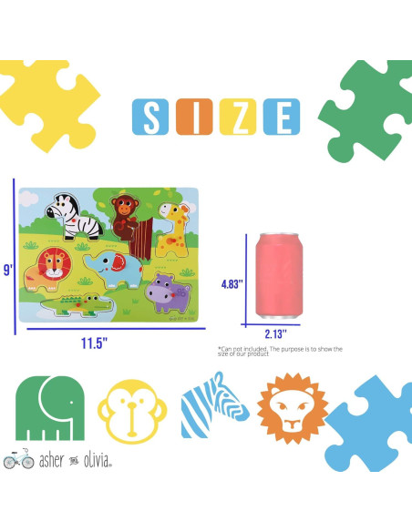 Juego de Rompecabezas de Madera 3 en 1 con Estante y Reloj