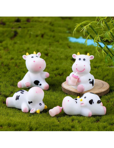 Conjunto de 6 Figuras de Vaca MAOMIA para Jardines y Pasteles