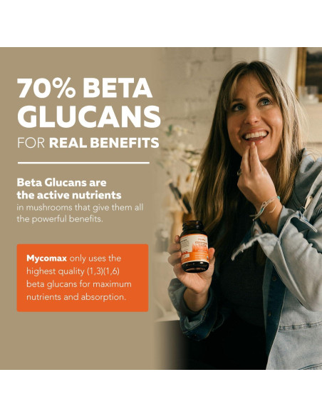 Cápsulas de Extracto de Hongo Cordyceps Orgánico - 60 Unidades - 70% Beta Glucanos