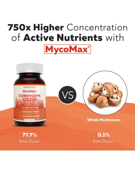 Cápsulas de Extracto de Hongo Cordyceps Orgánico - 60 Unidades - 70% Beta Glucanos