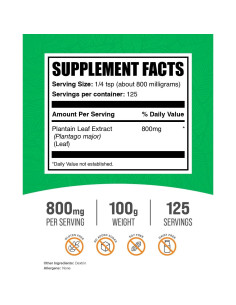 Polvo de Extracto de Hoja de Plátano BulkSupplements 100g Suplemento Herbal 2