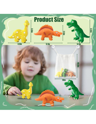 Juguetes de baño dinosaurios Shantou 3 piezas sin agujero