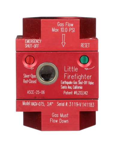 Válvula de Cierre de Gas Watts VAGV100 1" Plata para Terremotos