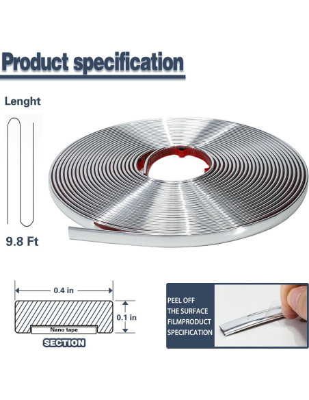 Moldura autoadhesiva ZOWZOW 3m x 1cm Plata para azulejos