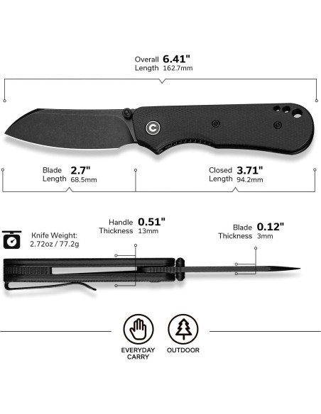 Cuchillo Plegable CIVIVI Crabby 16.26cm Acero 14C28N Negro Cuchillo Plegable CIVIVI Crabby 16.26cm Acero 14C28N Negro