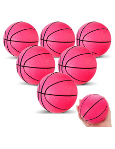 6 Balones de Baloncesto de Espuma Rosa 10 cm MiniInflat