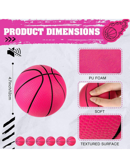6 Balones de Baloncesto de Espuma Rosa 10 cm MiniInflat 6 Balones de Baloncesto de Espuma Rosa 10 cm MiniInflat