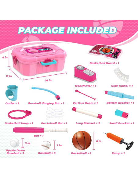 Set 4 en 1 Baloncesto y T-Ball ToyUnited Rosa Ajustable Set 4 en 1 Baloncesto y T-Ball ToyUnited Rosa Ajustable