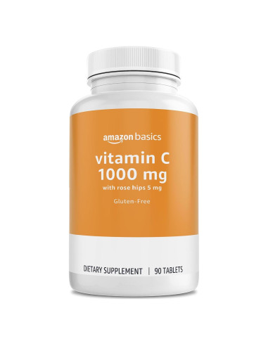 Vitamina C 1000 mg con Rosa Mosqueta 5 mg Amazon Basics 90 tabletas