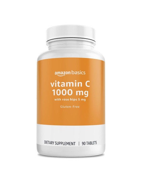 Vitamina C 1000 mg con Rosa Mosqueta 5 mg Amazon Basics 90 tabletas