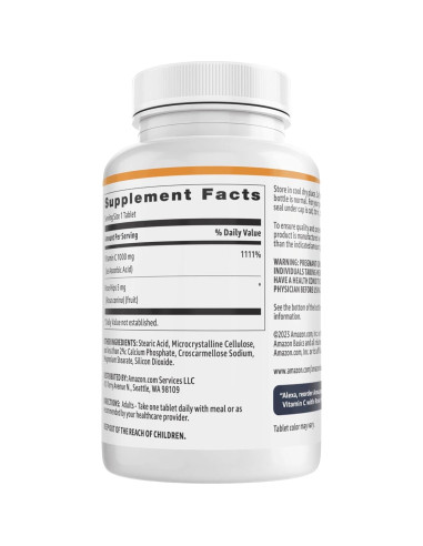 Vitamina C 1000 mg con Rosa Mosqueta 5 mg Amazon Basics 90 tabletas