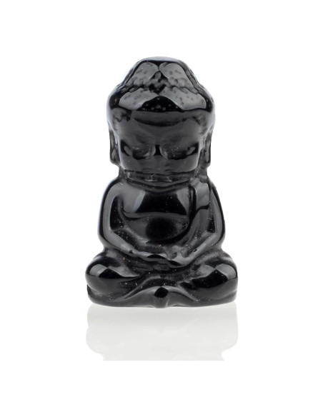 Estatua de Buda de Obsidiana Negra 2" para Decoración Feng Shui