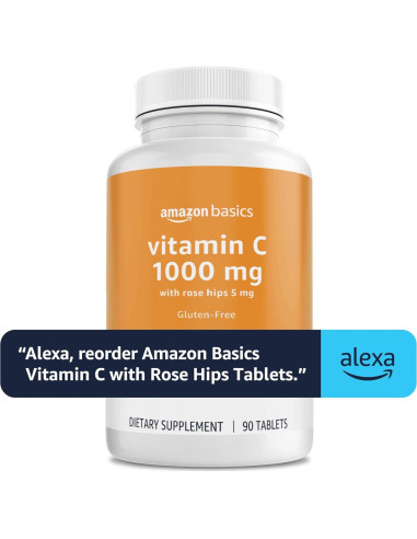 Vitamina C 1000 mg con Rosa Mosqueta 5 mg Amazon Basics 90 tabletas