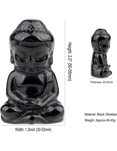Estatua de Buda de Obsidiana Negra 2" para Decoración Feng Shui