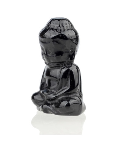 Estatua de Buda de Obsidiana Negra 2" para Decoración Feng Shui
