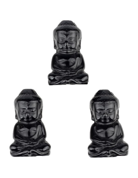 Estatua de Buda de Obsidiana Negra 2" para Decoración Feng Shui