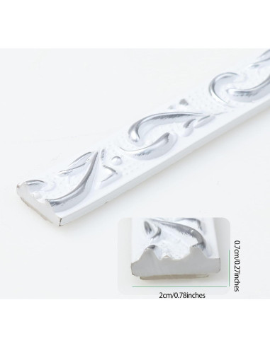 Moldura de Pared Autoadhesiva Duzzy 5m Blanco y Plata