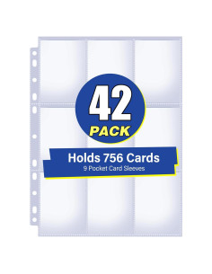 Paquete de 42 Hojas Fundas Tarjetas Doble Cara YHIJF 9 Bolsillos