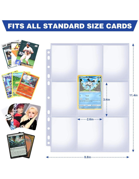 Paquete de 42 Hojas Fundas Tarjetas Doble Cara YHIJF 9 Bolsillos Paquete de 42 Hojas Fundas Tarjetas Doble Cara YHIJF 9 Bolsillos