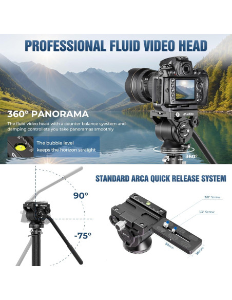 Monopie de fibra de carbono Leofoto MV-324C 160 cm 3 en 1