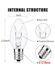 25 Bombillas C7 Transparentes Doratale 5W para Luces de Navidad 2