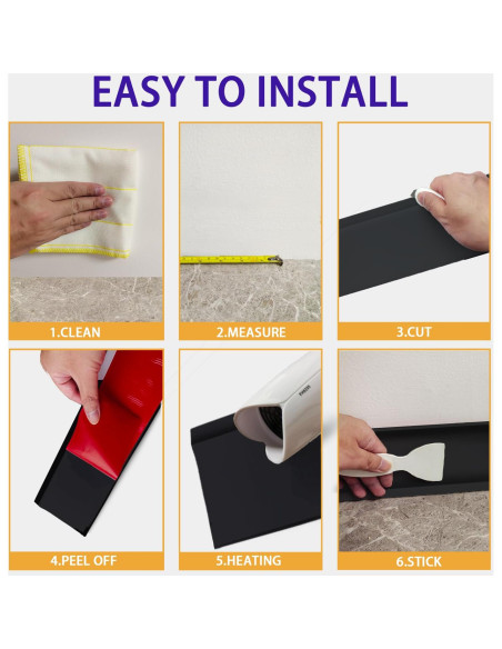 Moldura de Zócalo Flexible Daopu 20 pies Negro Autoadhesiva