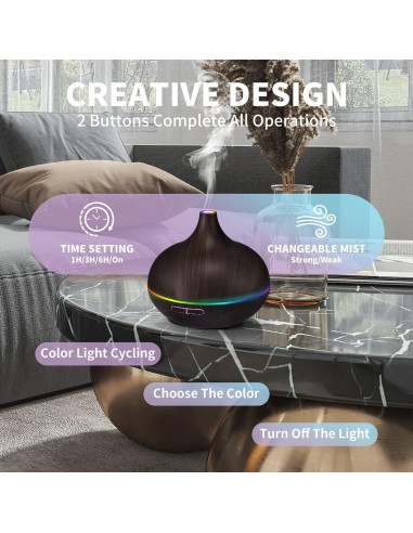 Difusor de Aroma HLS 550ML Ultrasónico con Luz y Temporizador