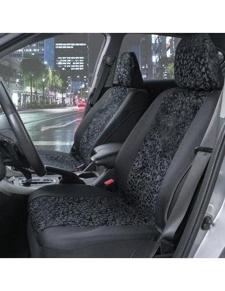 Cubiertas de Asiento de Coche BDK Leopardo Negro Ajuste Universal