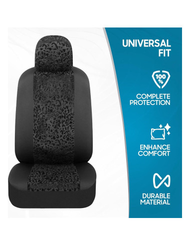 Cubiertas de Asiento de Coche BDK Leopardo Negro Ajuste Universal