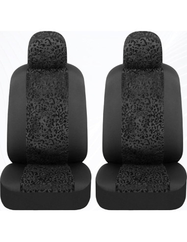 Cubiertas de Asiento de Coche BDK Leopardo Negro Ajuste Universal