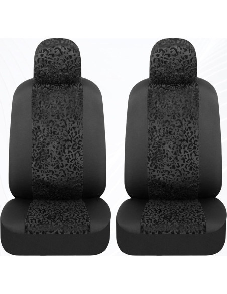 Cubiertas de Asiento de Coche BDK Leopardo Negro Ajuste Universal