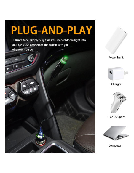 Proyector USB Luz Nocturna Suvnie Verde para Coche Interior