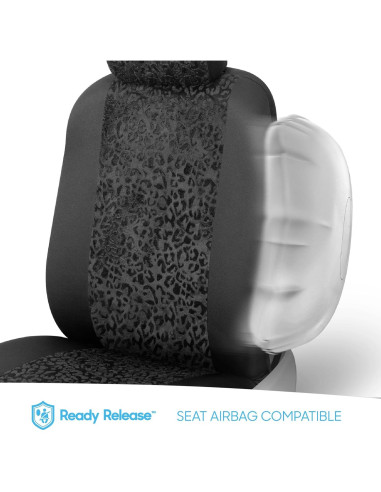 Cubiertas de Asiento de Coche BDK Leopardo Negro Ajuste Universal