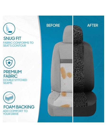 Cubiertas de Asiento de Coche BDK Leopardo Negro Ajuste Universal