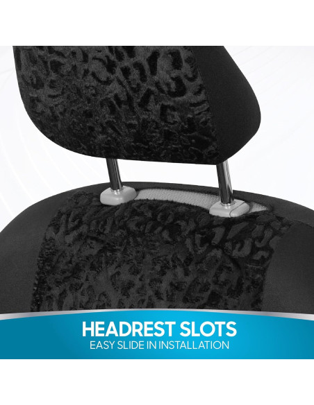 Cubiertas de Asiento de Coche BDK Leopardo Negro Ajuste Universal