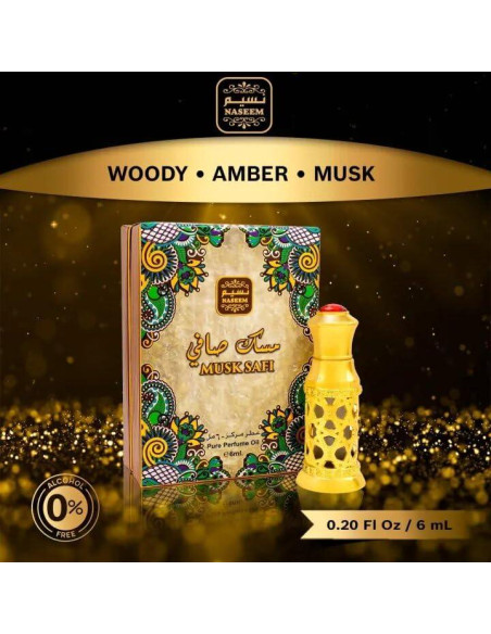 Aceite de Perfume Attar Naseem Musk Safi 6ml Hipoalergénico