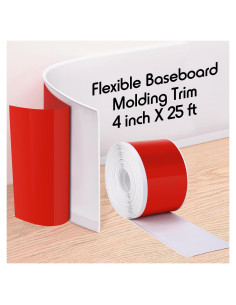 Moldura de Base de Pared Flexible Frienda 10.16 cm x 7.62 m Vinilo Blanco